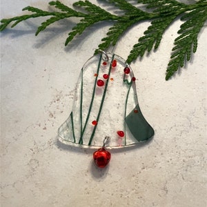 Fused Glass Holiday Bell Ornament