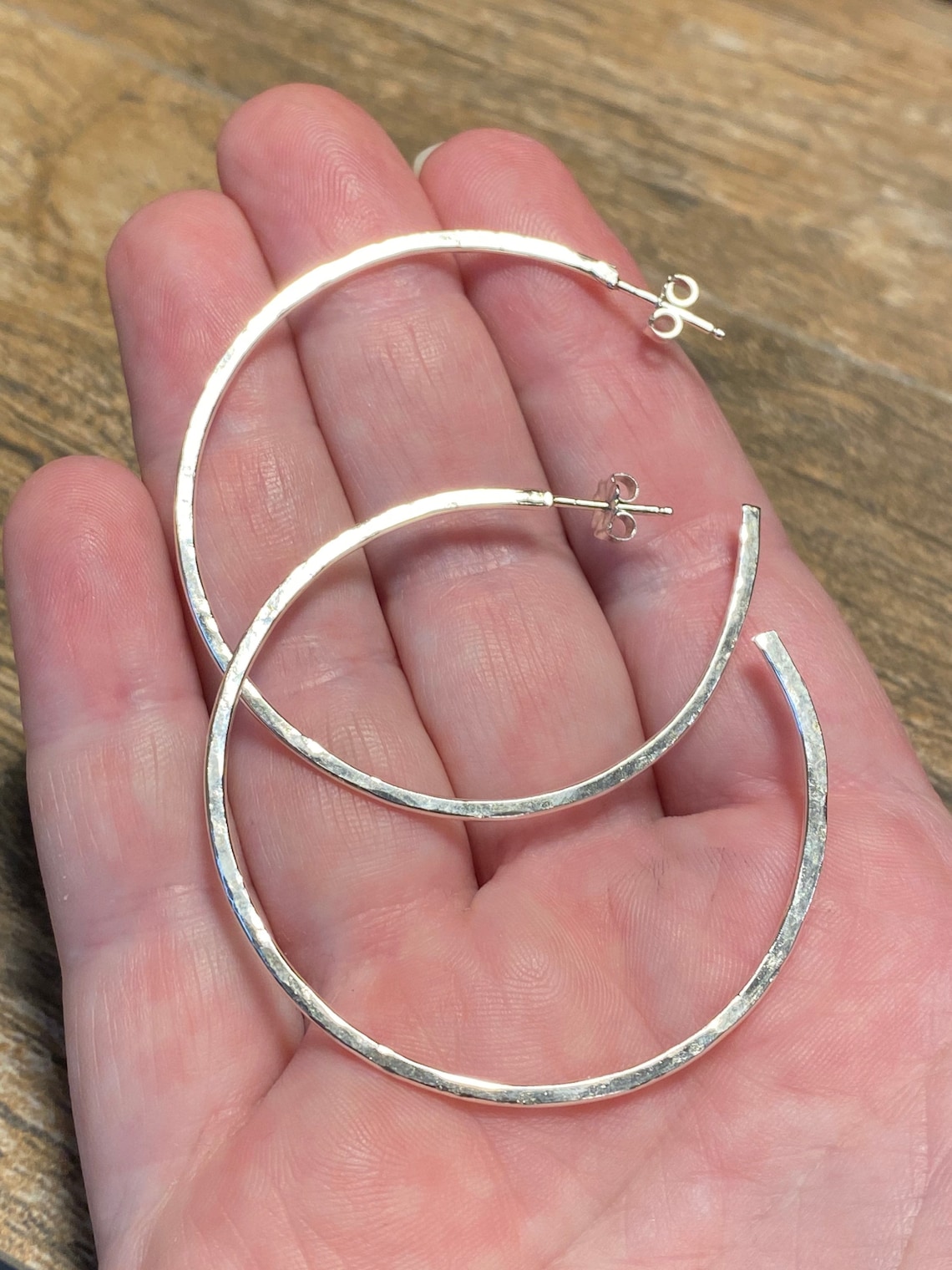 2 Inch Classic Sterling Silver Post Hoop Earrings Silver Etsy