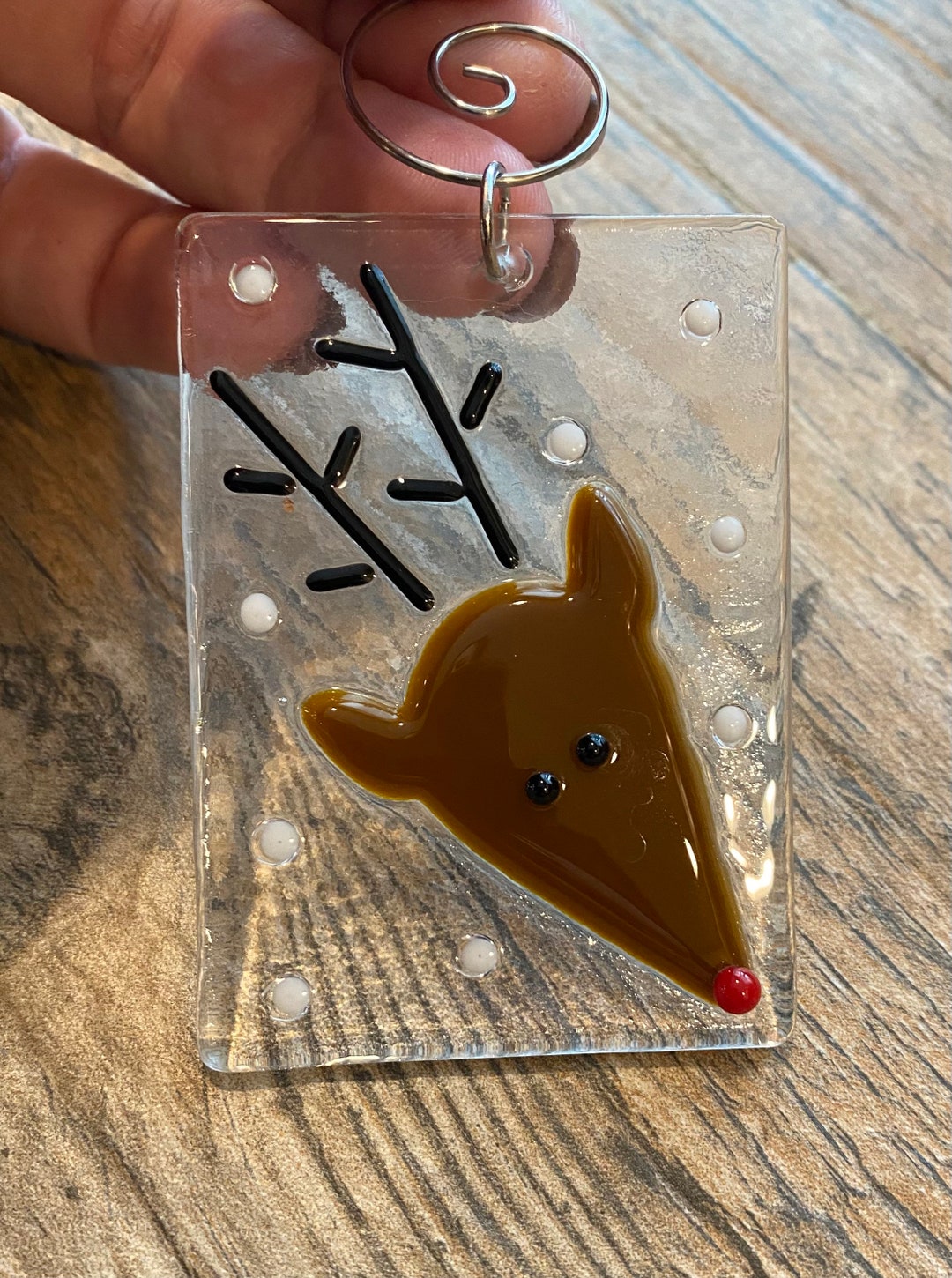 Reindeer Ornament Fused Glass Reindeer Ornament Etsy