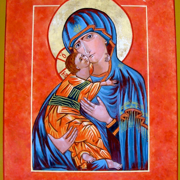 Religious Cards Icon "The Virgin of Vladimir," Mother of Tenderness 5 Folded Blank