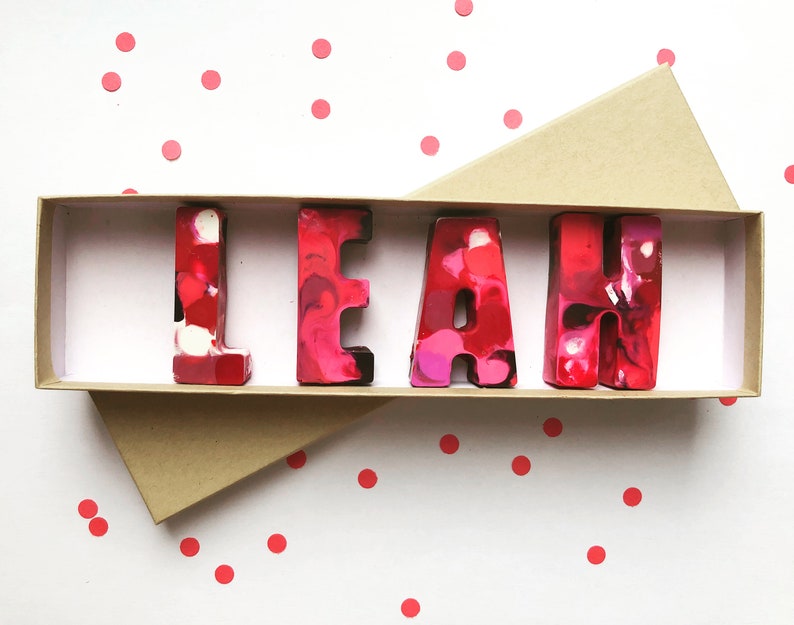 Alphabet Name Crayons Personalized Name Crayons Valentine/'s Day Valentine/'s Day Heart Crayons Kids Birthday Crayons Kids Name Crayons