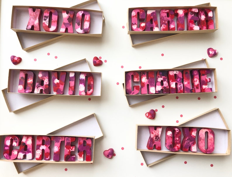 Alphabet Name Crayons Personalized Name Crayons Valentine/'s Day Valentine/'s Day Heart Crayons Kids Birthday Crayons Kids Name Crayons