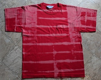 Hand Dyed T-Shirt - Unisex Size Large - Red and pale Red - Red Shocker Tie Dye