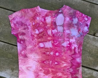 Hand Dyed T-Shirt - Girls Size 3T - Pink - Cherry Blossom - Tie Dye