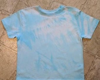 Hand Dyed T-Shirt - Kids Unisex Size 5/6 - Sky Blue & White - My Sky Blue - Tie Dye