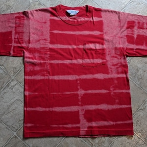 Hand Dyed T-Shirt - Unisex Size Medium - Yellow Ochre and Green - Lizard Tracks - Tie Dye