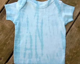 Hand Dyed Lapnecked T-Shirt - Size 6 Months - Light Blue - Tuesday Morning - Tie Dye
