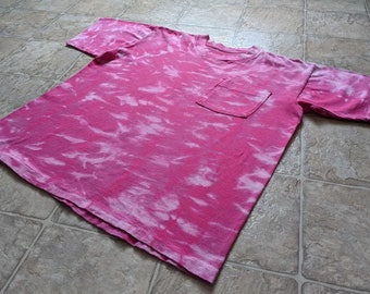 Hand Dyed T-Shirt - Unisex Size Medium - Pink and light pink - Snap Crackle Pop Tie Dye