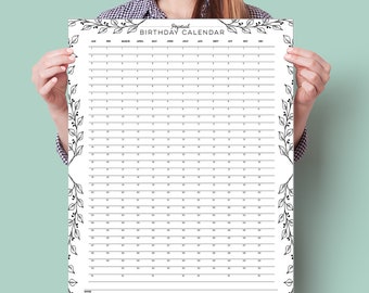 Perpetual Birthday Calendar A2: Stylish Wall Planner