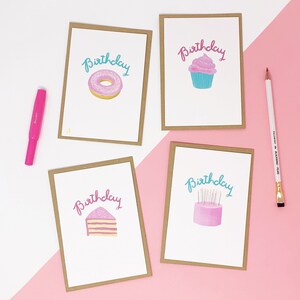 Ensemble de cartes d'anniversaire pour gâteaux - Ensemble de cartes illustrées pour gâteaux d'anniversaire - Ensemble de 8 cartes d'anniversaire
