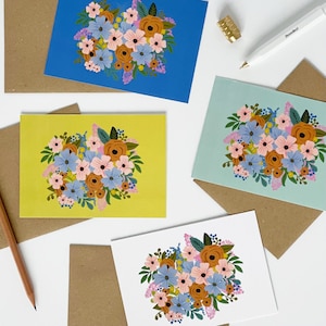 Bunte Blumen Blanko Grußkarte 8er-Set