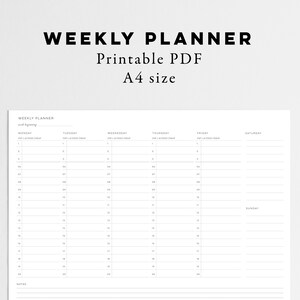 A4 Weekly Planner - Planner Notepad - Weekly List - Week Organiser - Instant Download