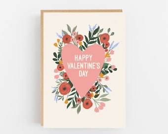 Happy Valentine's Day Card - Floral Valentine's Card - Best Friend Card - Palentine Card - Valentines Card