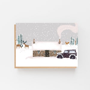 Bothy in the Snow Blank Christmas Card - Bothy in the Snow Blank Christmas Card Cosy Christmas card for a Cosy Scottish Winter Scene
