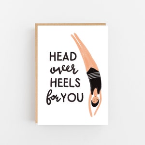 Head Over Heels für Dich | Valentinstagskarte | Liebeskarte | Schwimmer Valentinstagskarte | Jubiläumskarte