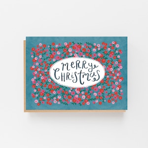 Merry Christmas Red & Pink Berries Multipack Card Set x 8 Christmas Card Pack x 8 Christmas Card Set of 8 Charity Cards image 3