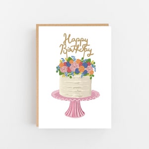 Gelukkige Verjaardag Vintage Bloem Witte Kaart | Perfecte manier om iemand een gelukkige verjaardag te wensen!