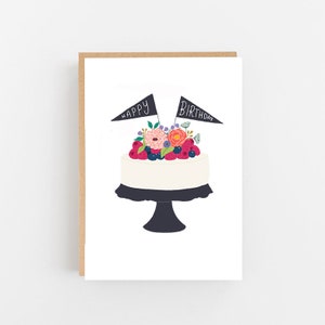 Happy Birthday Cake Card - Happy Birthday Card - Cake Card - Birthday Card