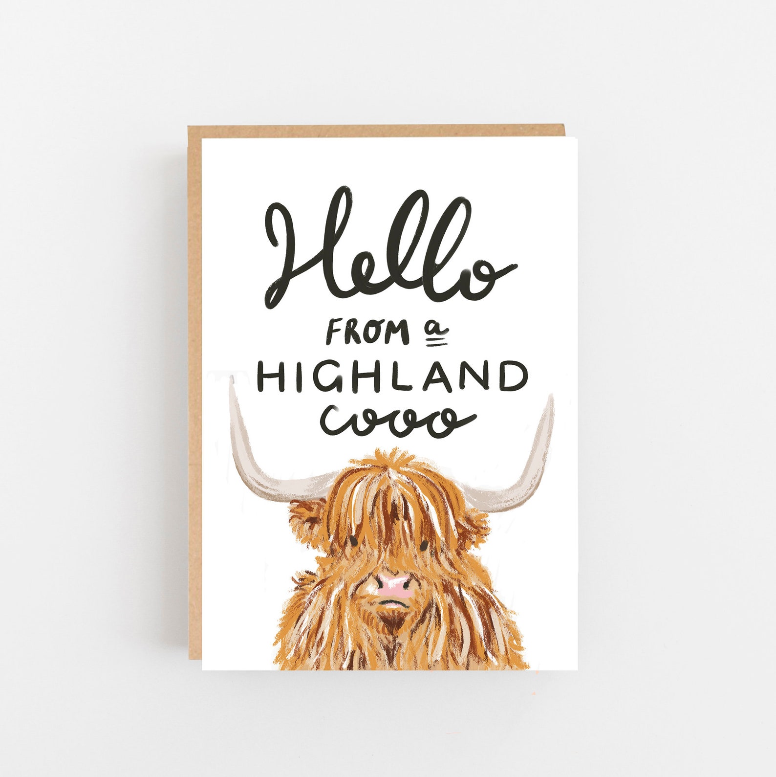 Hallo von einer Highland Kuh schottische Karte Kuh-Karte | Etsy