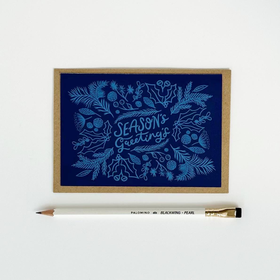 Season's Greetings - Blue on Blue Christmas Card - Charity