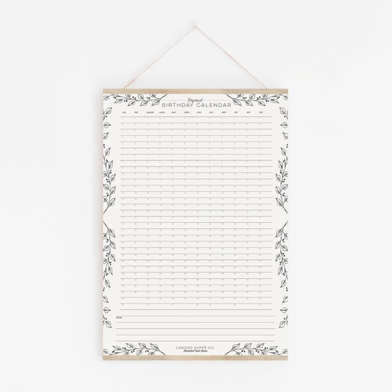 Calendrier Anniversaire Perpetuel Calendrier Danniversaire Etsy