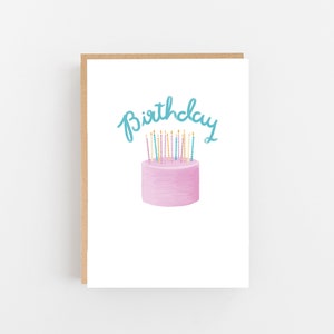 Birthday Cake & Candles - Cake Card - Birthday Card - Happy Birthday Card - Illustrated Cake Card - Quirky Card - Colourful Birthday Card