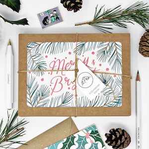 Merry & Bright kerst multipack kaartenset x 8 - kerstkaarten met sparren- en hulstpatroon x 8 - kerstkaarten set van 8 - kaarten voor goede doelen