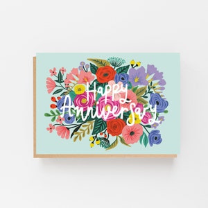 Celebre su día especial con esta hermosa tarjeta de feliz aniversario - Tarjeta de aniversario de bodas - Tarjeta de aniversario floral
