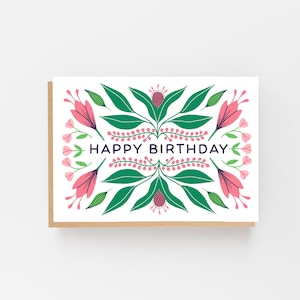 Tarjeta de feliz cumpleaños con motivos florales / Tarjeta de cumpleaños botánica / Tarjeta de cumpleaños con motivos florales populares / Tarjeta de cumpleaños con motivos florales / Diseño otoñal