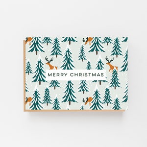 Merry Christmas Reindeer Card - Christmas Trees Reindeer Card - Merry Christmas Card