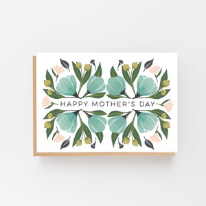 Happy Mother's Day Card - Stylish Mum Card - Illustrated Mother's Day Card - Green & Pink Mother's Day Card