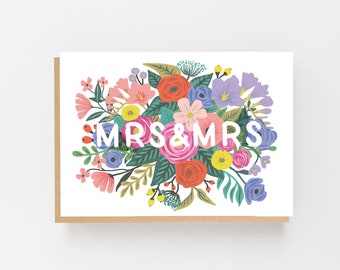 Mrs & Mrs Wedding card - Gay Marriage Card