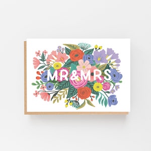 Celebrate Love with our Vintage Floral Mr & Mrs Card - Wedding Day Card - Married card - Vintage Floral Wedding Day Card