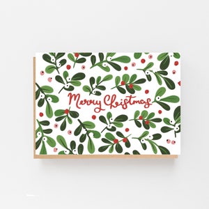 Mistletoe Merry Christmas Pattern card - Luxury Christmas Card - Blank Christmas Cards - non religious
