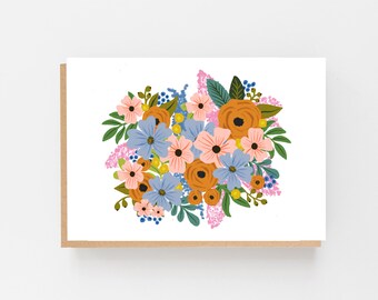 Colourful White Flowers Blank Greeting Card