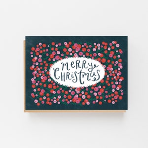Merry Christmas Red & Pink Berries Multipack Card Set x 8 Christmas Card Pack x 8 Christmas Card Set of 8 Charity Cards image 5