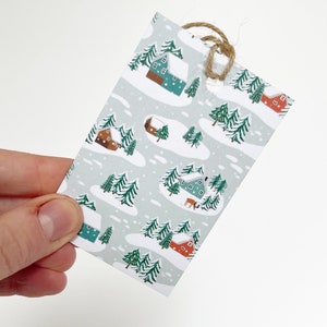 Little Log Cabins in the Snow Recyclable Wrapping Paper Set Eco Friendly Gift Wrap & Tags image 6