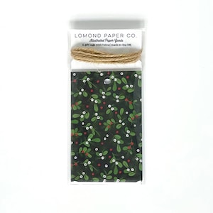 Green Mistletoe Christmas Gift Tags x 4