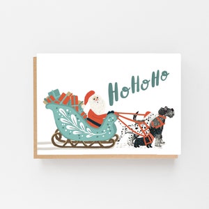 Slitta e cani - Cartolina di Natale Ho Ho Ho
