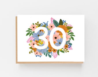Floral 30th Birthday Card: Eco-Friendly Milestone Celebration