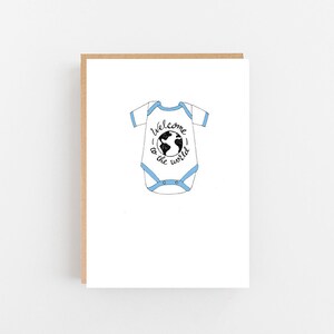 « Bienvenue dans le monde » bleu bébé garçon grandir carte