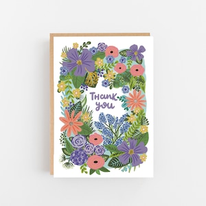 Dankeskarte mit Blumenrand - Wildblumen-Dankeskarte - Luxuriöse Grußkarte