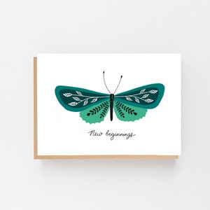 New Beginnings Card - New Start Card - New Home Card - Graduation Card - Illustrated quirky - Butterfly Card