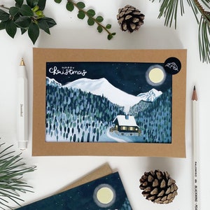 Buon Natale e felice anno nuovo in montagna - Set di 8 biglietti in scatola - Confezione di biglietti di Natale x 8 - Set di biglietti di Natale da 8 - Biglietti di beneficenza