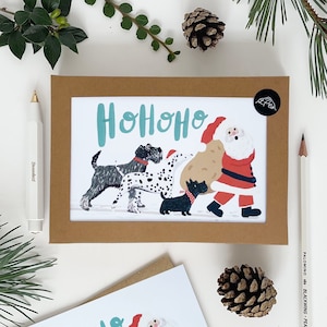 Honden ho ho ho kerstkaart set van 8 kaarten in doos - set van 8 kaarten in doos - kerstkaartverpakking x 8 - kerstkaarten set van 8 - liefdadigheidskaarten