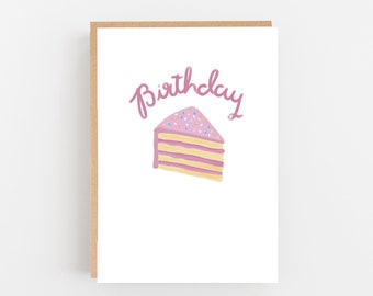 Carte de gâteau d'anniversaire - Carte de tranche de gâteau - Joyeux anniversaire - Carte de gâteau - Anniversaire