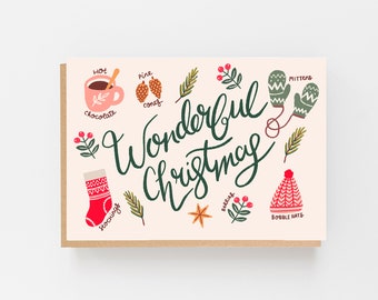 Wonderful Christmas Card - Illustrated Christmas Card - Christmas Card Set