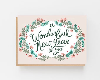 Une merveilleuse nouvelle année pour vous - Carte de Noel illustrée - Ensemble de cartes de Noel