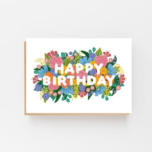 Happy Birthday Vintage Bloem Wit