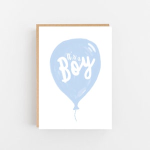 Baby Boy "It es A Boy" Balloon Card-New Baby Card-New Baby Boy Card